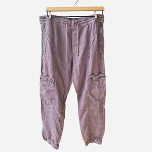 Anthropologie Dusty Purple Cargo Pants Linen Knit Women's Size S Gorpcore Boho